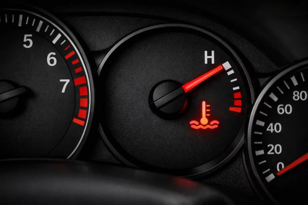 Testigo indicador de temperatura del coche avisando de sobrecalentamiento