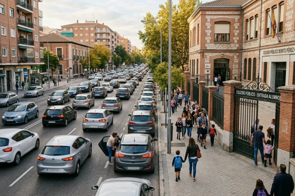 Tráfico urbano durante la vuelta al cole en hora punta